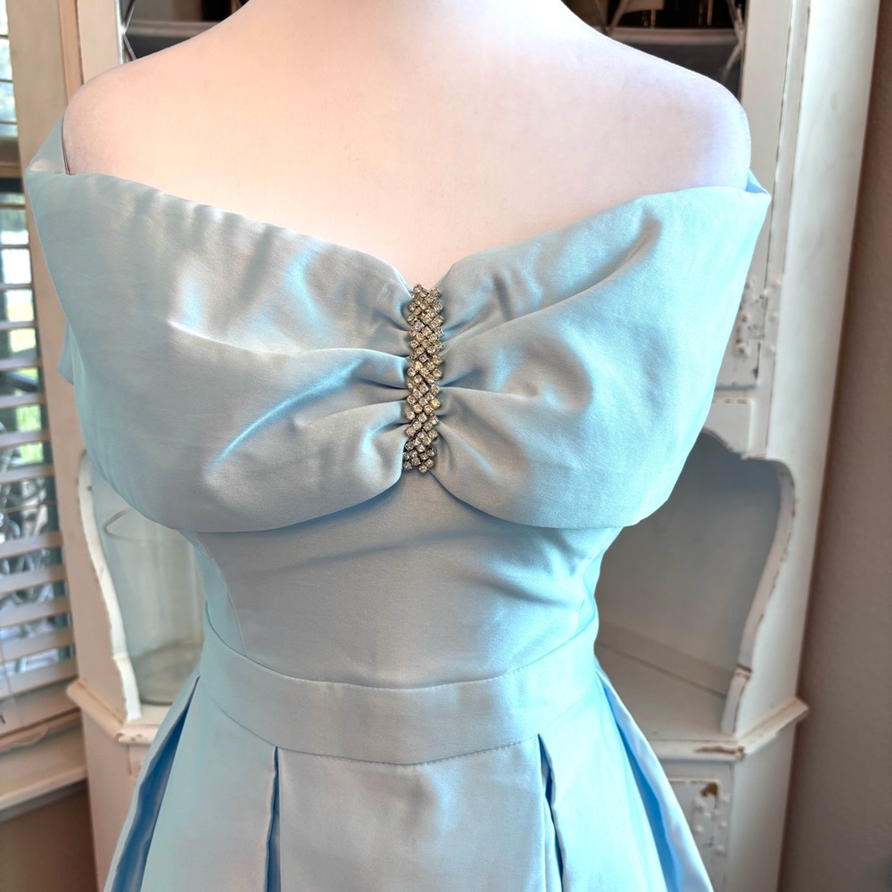 NEW, Pastel Blue Dress, Baby Blue Satin Dress, Rhinestone, NWOT, Size: 1XL/16 - Picture 2 of 10